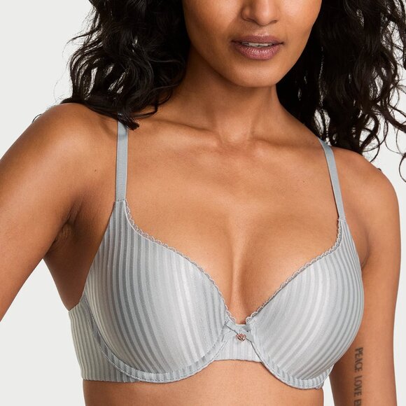 Victoria's Secret Silver Striped Bra Body by Victoria Perfect Shape Bra - Picture 1 of 9
